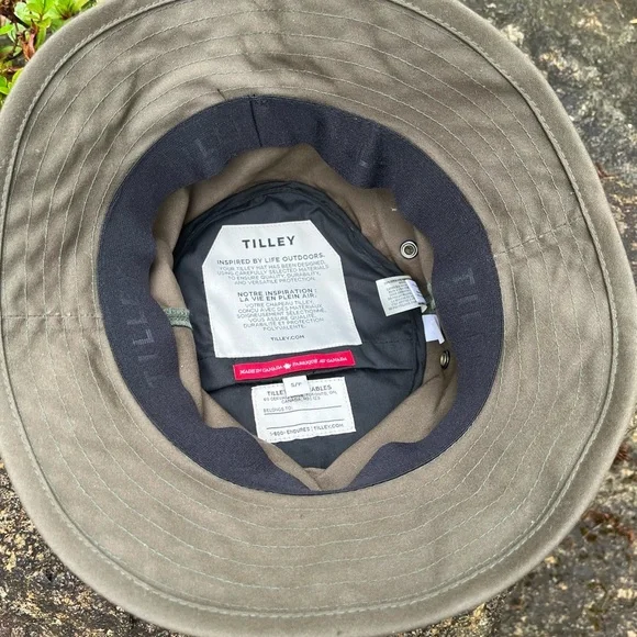 New TILLEY sz S Waxed Cotton Bucket Waterproof Hat Green Handmade Sun pr…